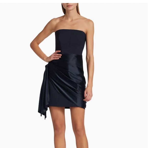 CINQ A SEPT Kennith Side-Tied Strapless Cocktail Dress in dark navy - Picture 2 of 3